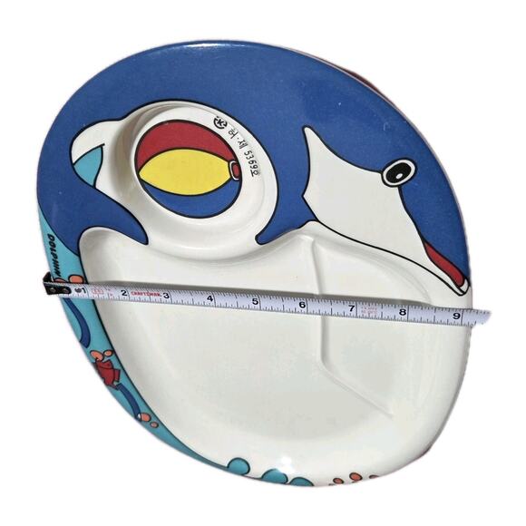 Nagao Children's Divided Sturdy Dinner Plate Dolphin Fish Melamine Korea HTF - Picture 7 of 10